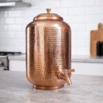 8L Pure Copper Water Dispenser Hand Hammered Indian Copper Home Studio Office Jug