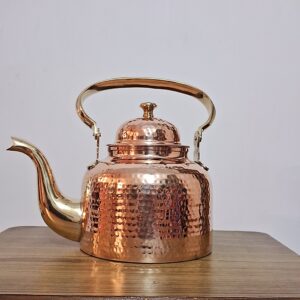 Copper Kettle 2 Litres With Brass Handle And Spout Indian Copper Teapot